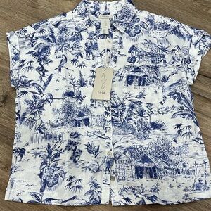 joie printed linen top